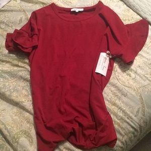 NWT Grace & Lace Tee Red w/Ruffled Sleeves (XS)